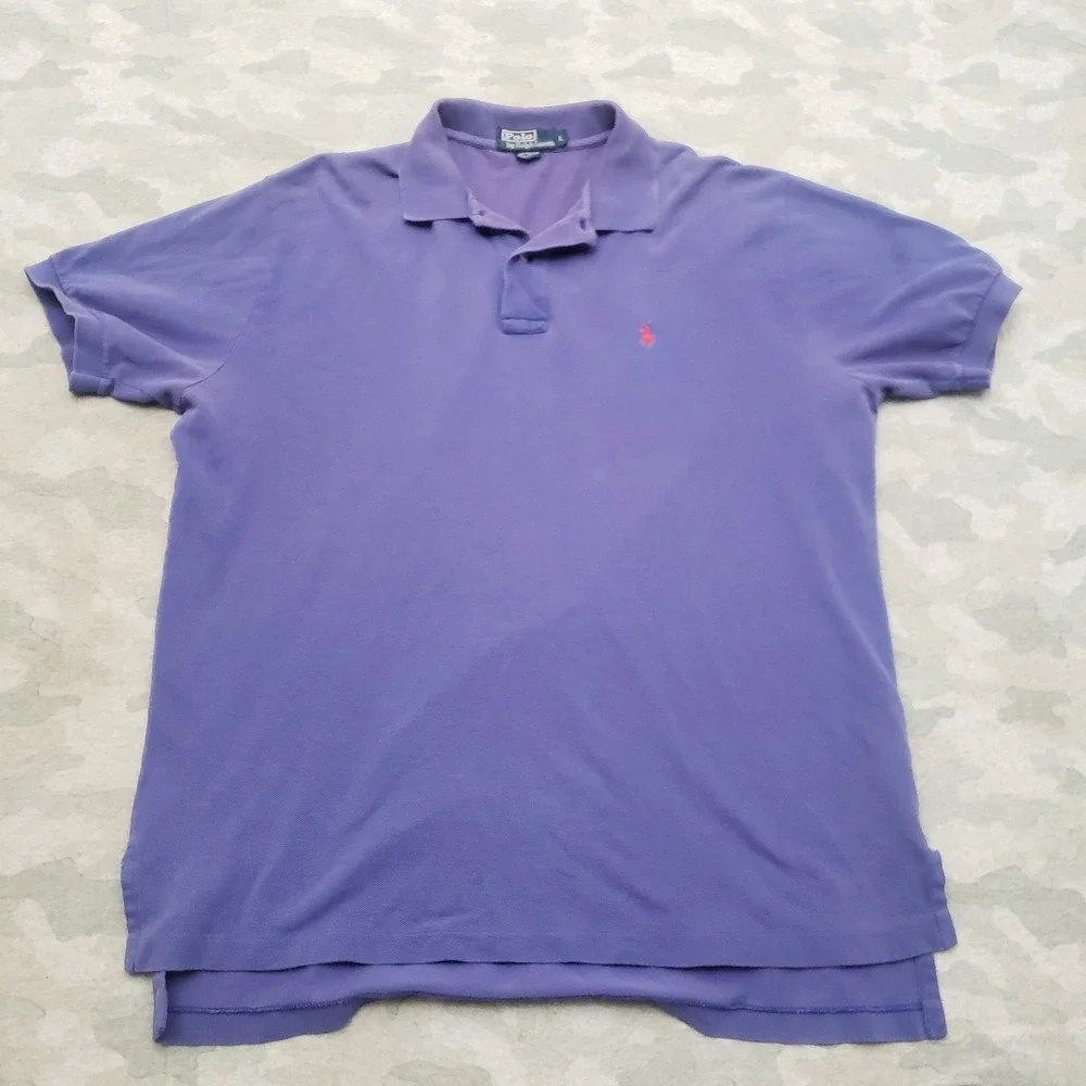 Vintage Polo Ralph Lauren Polo Shirt Mens Large Purple Short Sleeve Small Pony